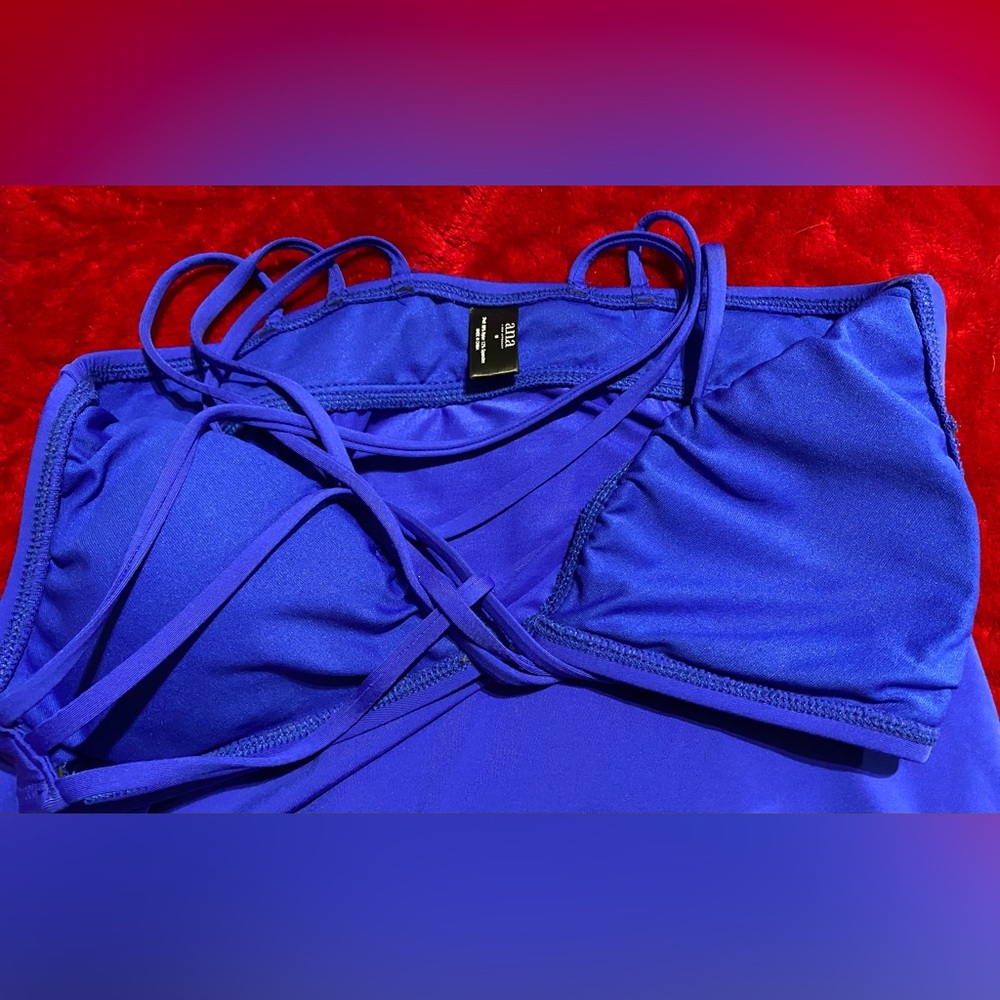 CLOSET CLEAN OUT Like New Medium Ana Tankini Top Beautiful Blue Padding Slimming - Picture 11 of 14